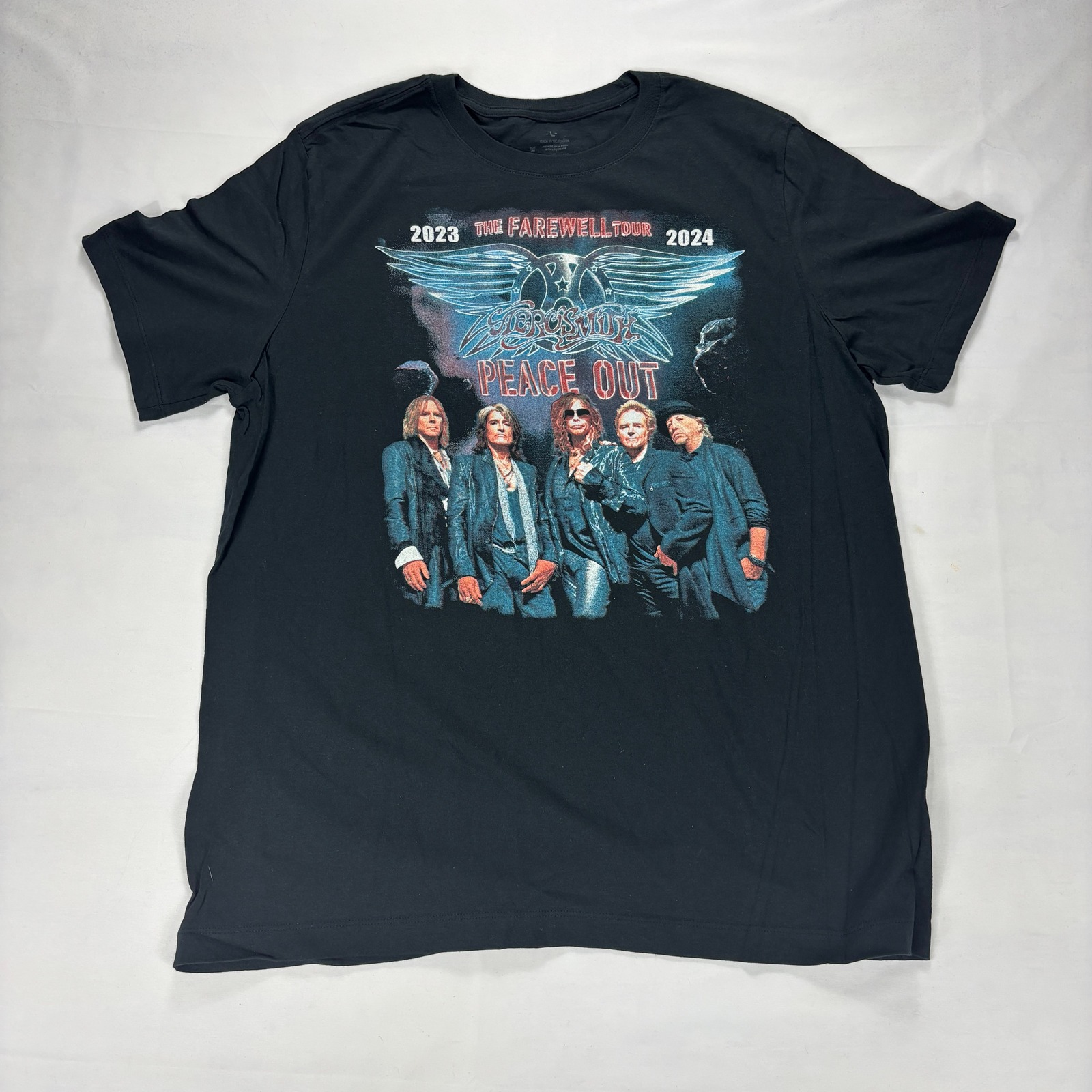 Aerosmith Peace Out Farewell Tour TShirt 2023 2024 Concert Black Large Tee